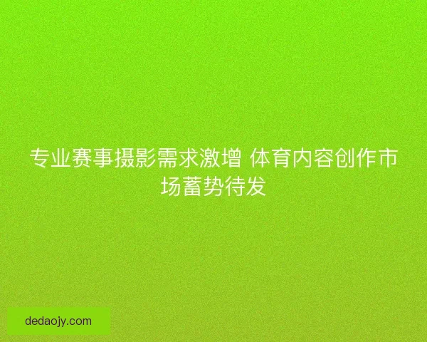 专业赛事摄影需求激增 体育内容创作市场蓄势待发 专业赛事摄影需求激增 体育内容创作市场蓄势待发